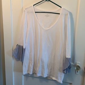 White blouse with blue stripe detail. NWOT